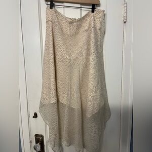 Cream Polka Dot Handkerchief Silk Midi Skirt Y2K size 14 fairy French boho